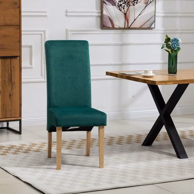 Artemis Home Rimini Velvet Fabric Dining Chairs, Set of 2, Green, H 104.0 x W 60.0 x D 47.0 cm