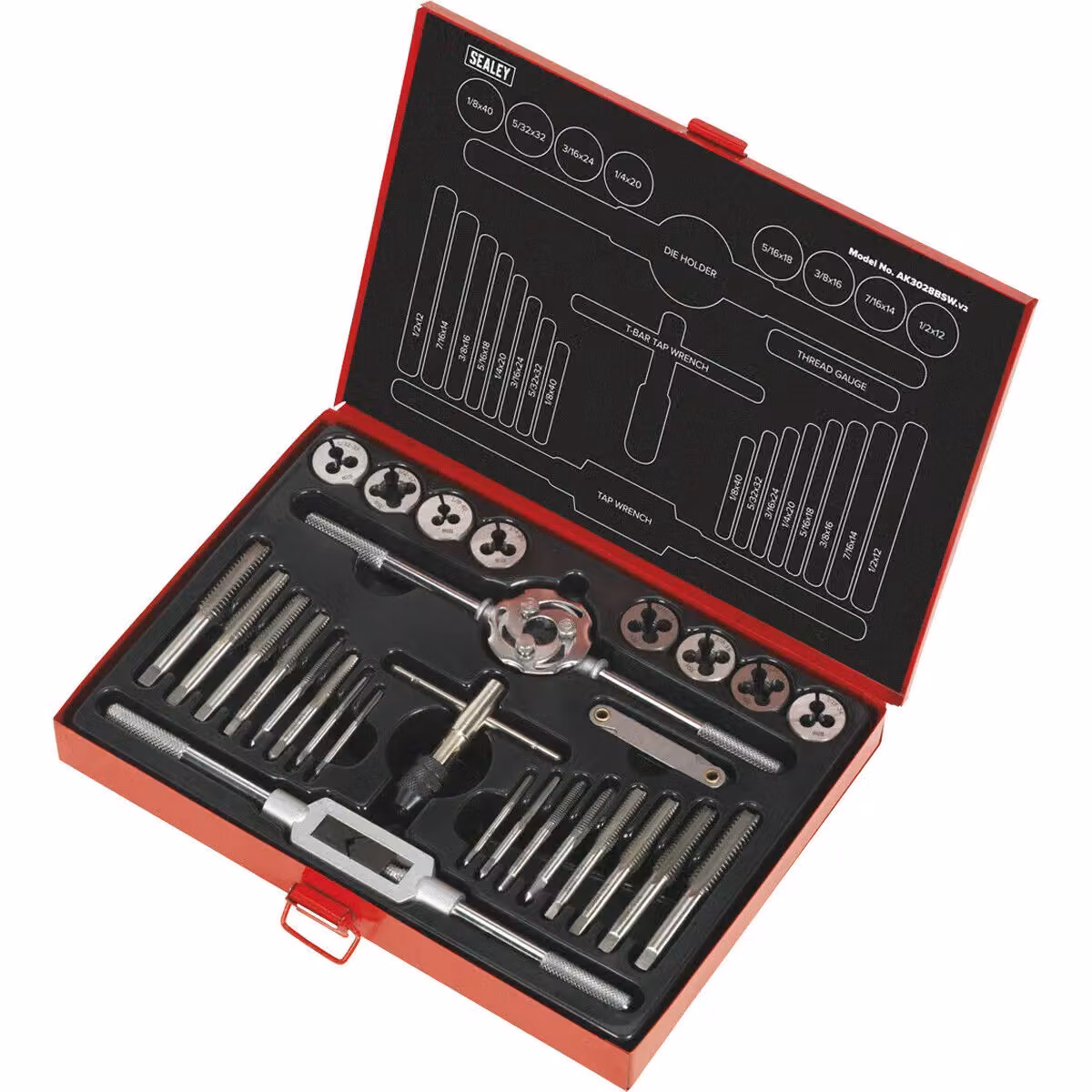 Loops 28pc Imperial Tap and Split Die Set in Silver and Multicolour Alloy Steel – 3