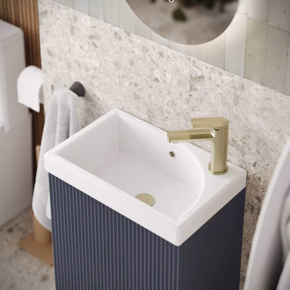 Bathroom Kingdom Flauto Midnight Wall Hung Cloakroom Vanity Basin in Blue, Width: 45 cm – 2