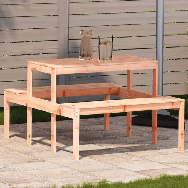 Berkfield Home Picnic Table in Brown Solid Wood, W/D/H: 110 x 134 x 75 cm