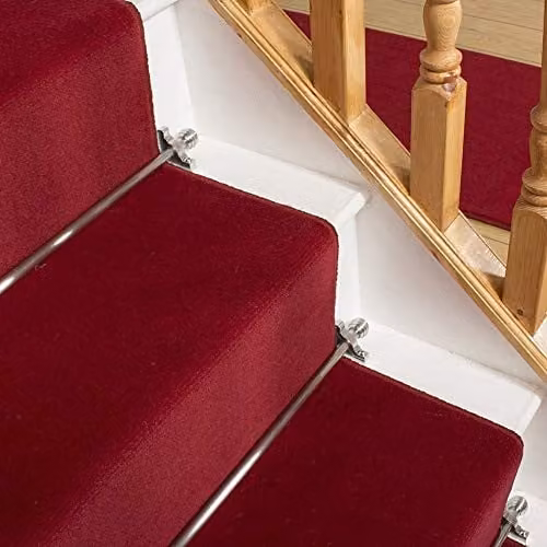 runrug Plain Red Stair Runner Carpet, W: 70 cm, L: 570 cm – 3
