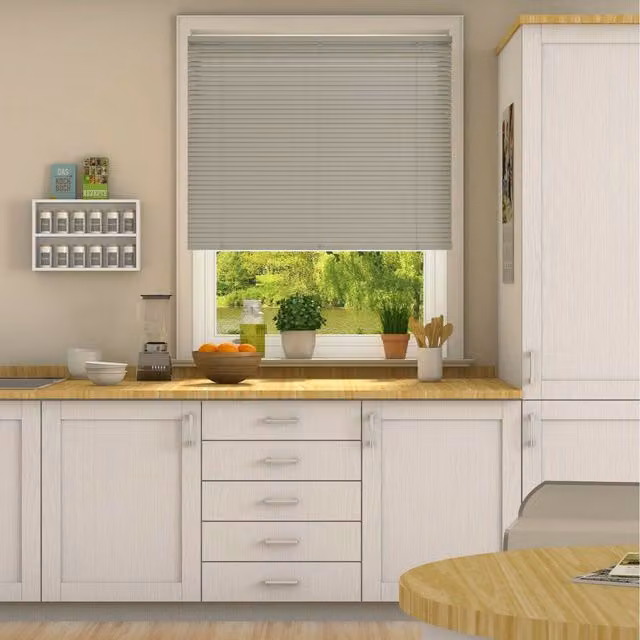 New Edge Blinds Grey PVC Venetian Blind with 25mm Slats, W: 105 cm, H: 152 cm