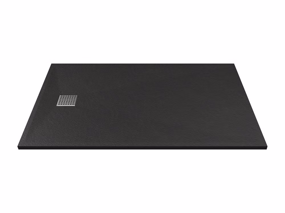 Vente-unique Black Rectangular Mineral Cast Resin Shower Tray, W/D: 140 x 90 cm – 2