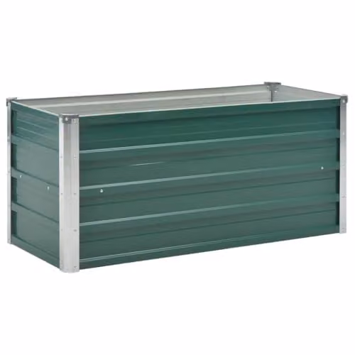 vidaXL Green Galvanised Steel Raised Bed for Vegetable, Herb or Ornamental Gardens, W/D/H: 100 x 40 x 45 cm
