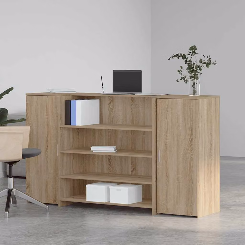 Berkfield Home Sonoma Oak Reception Desk in Brown, W/D/H: 180 x 50 x 103.5 cm – 2