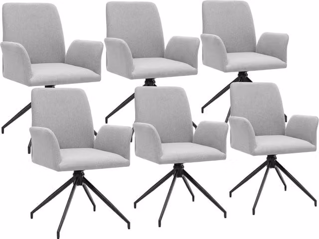 tectake Daya Set of 6 Swivel Task Chairs in Light Grey – 1