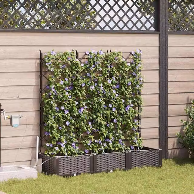 Berkfield Home Garden Planter Set with Water Irrigation System, 3 Pieces, Brown