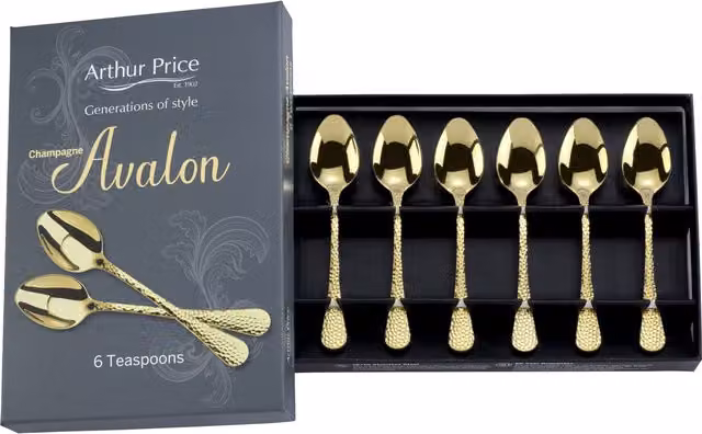 Arthur Price Champagne Avalon Set of 6 Gold Coated Stainless Steel Teaspoons – 3