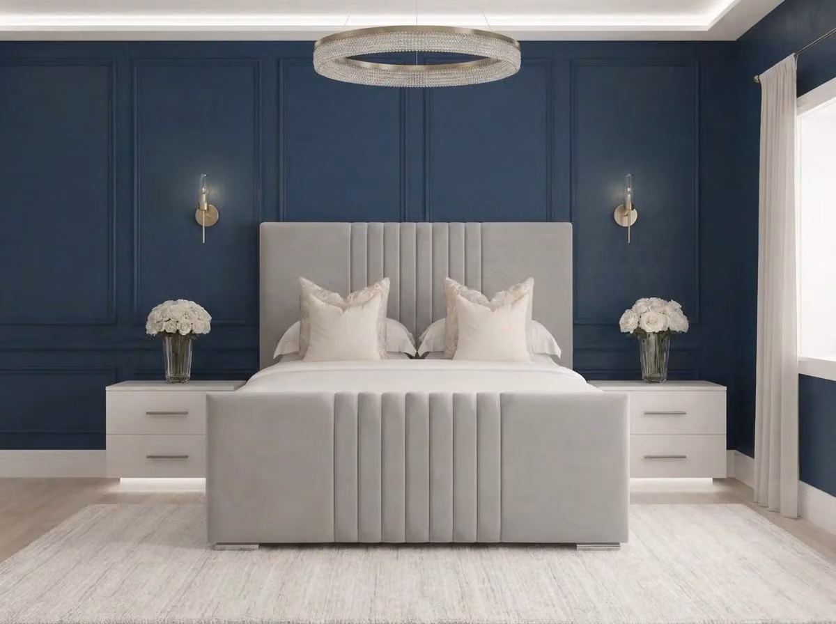 Beds NK Ltd Cairo Upholstered Bed Frame in Grey Fabric