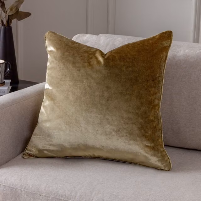 Paoletti Luxe Velvet Square Cushion in Gold, W/D/H: 55 x 55 x 55 cm – 4