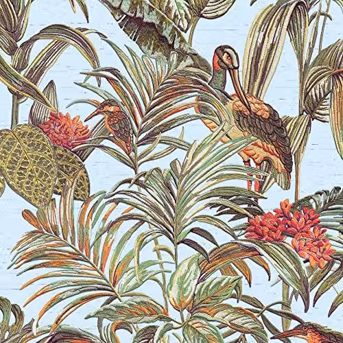 Embellish 2023 Bird of Paradise Aqua Floral Non-Woven Wallpaper, Blue and Multicolour, W: 0.53 m, L: 10 m
