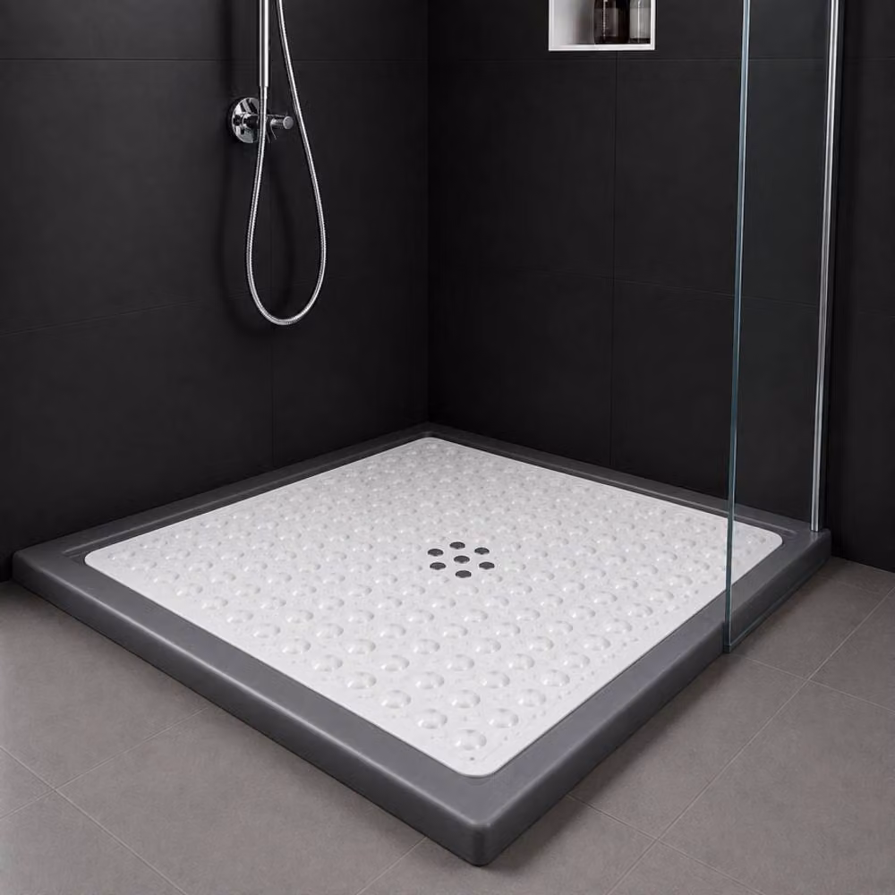 Keplin Non-Slip Antibacterial and Mould-Resistant Shower Mat, White, W/D: 54 x 54 cm – 3