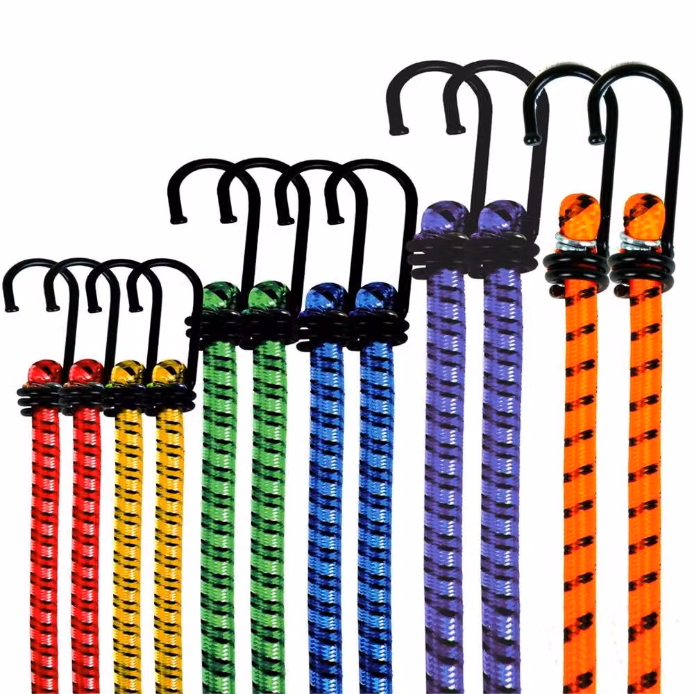 Havendro 12-Piece Bungee Cord Set with Hooks, Orange Elastic Luggage Straps – 5