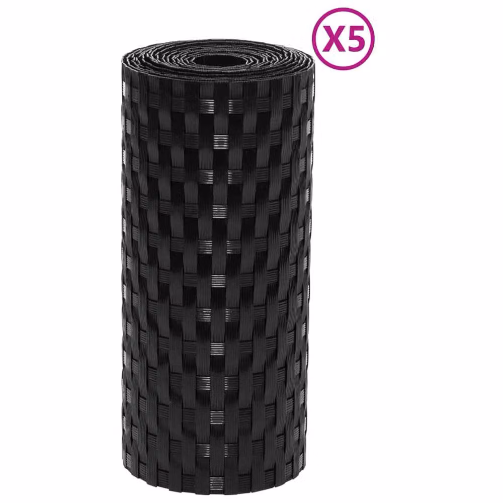 Berkfield Home Poly Rattan Balcony Screens, 5 Pieces, Black, H: 255 cm x W: 19 cm – 3