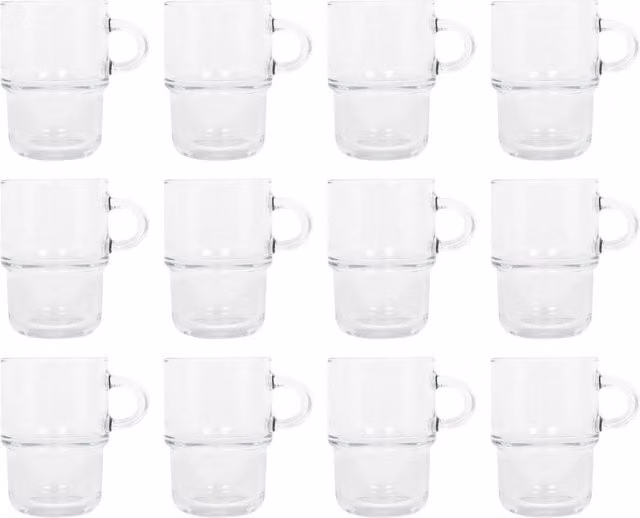 LAV Transparent Yellow Glass Coffee Cups, Pack of 12, 350ml