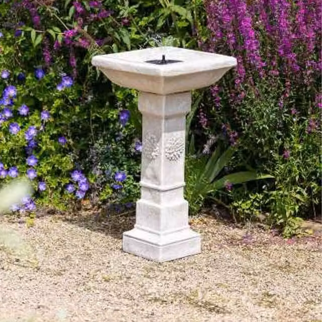 Primrose Budding Dahlia Solar Bird Bath Water Feature with Lights in White