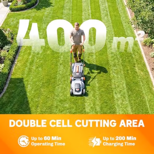 Outsunny 18V Cordless Lawnmower in Grey with 2 x 4Ah Rechargeable Batteries and 34cm Cutting Width – 3