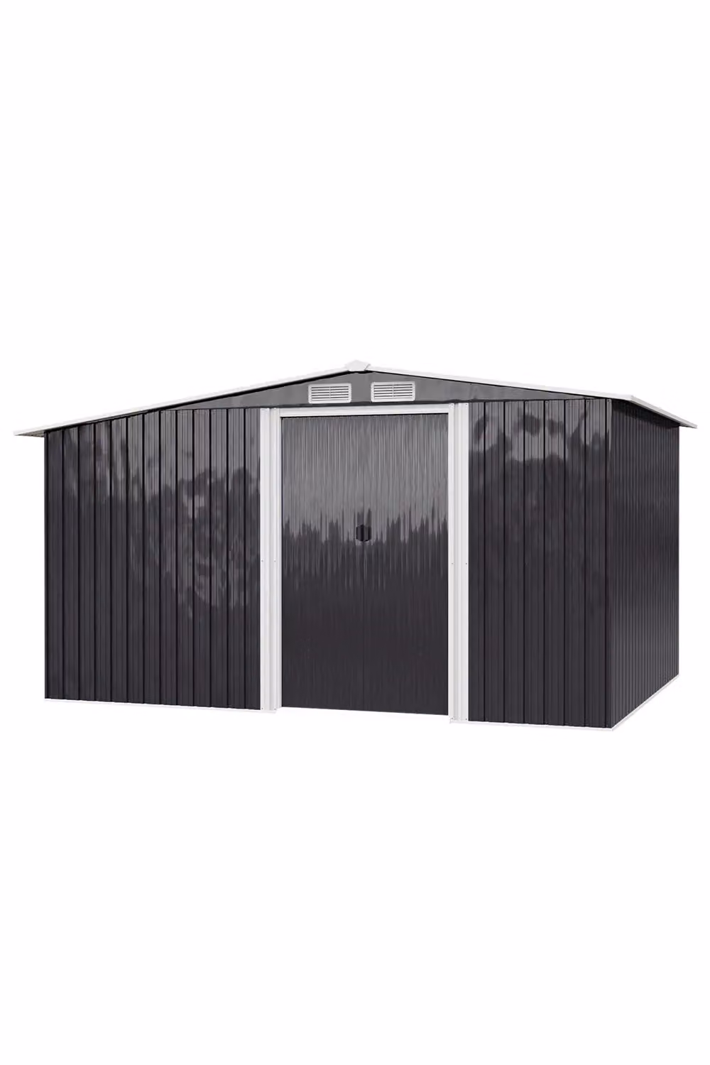 H&O Direct Metal Outdoor Garden Storage Shed with Log Storage in Black, W/D/H: 330 x 178 x 178 cm – 2