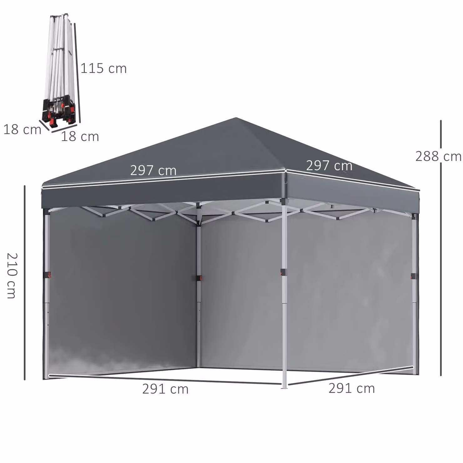 Outsunny Pop-Up Garden Gazebo with Sidewalls and Weight Bags, Dark Grey, W: 300 cm x D: 300 cm – 10