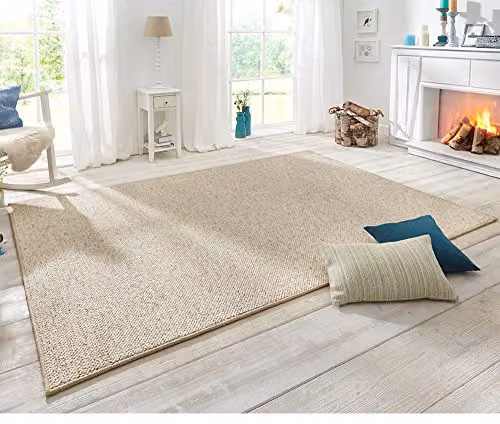 BT Carpet Wolly Rug, Beige Scandinavian Flat Weave Polypropylene Rug, W/D: 140 x 100 cm – 1