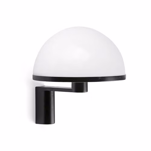 Netlighting Dome Wall Lamp in Satin Black with White Glass Shade, E27