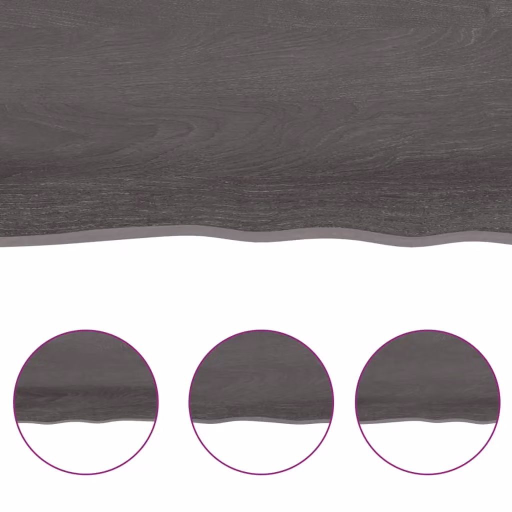 Berkfield Home Table Top Dark Grey Treated Solid Wood Oak W/D/H: 120 x 60 x (2-4) cm – 3