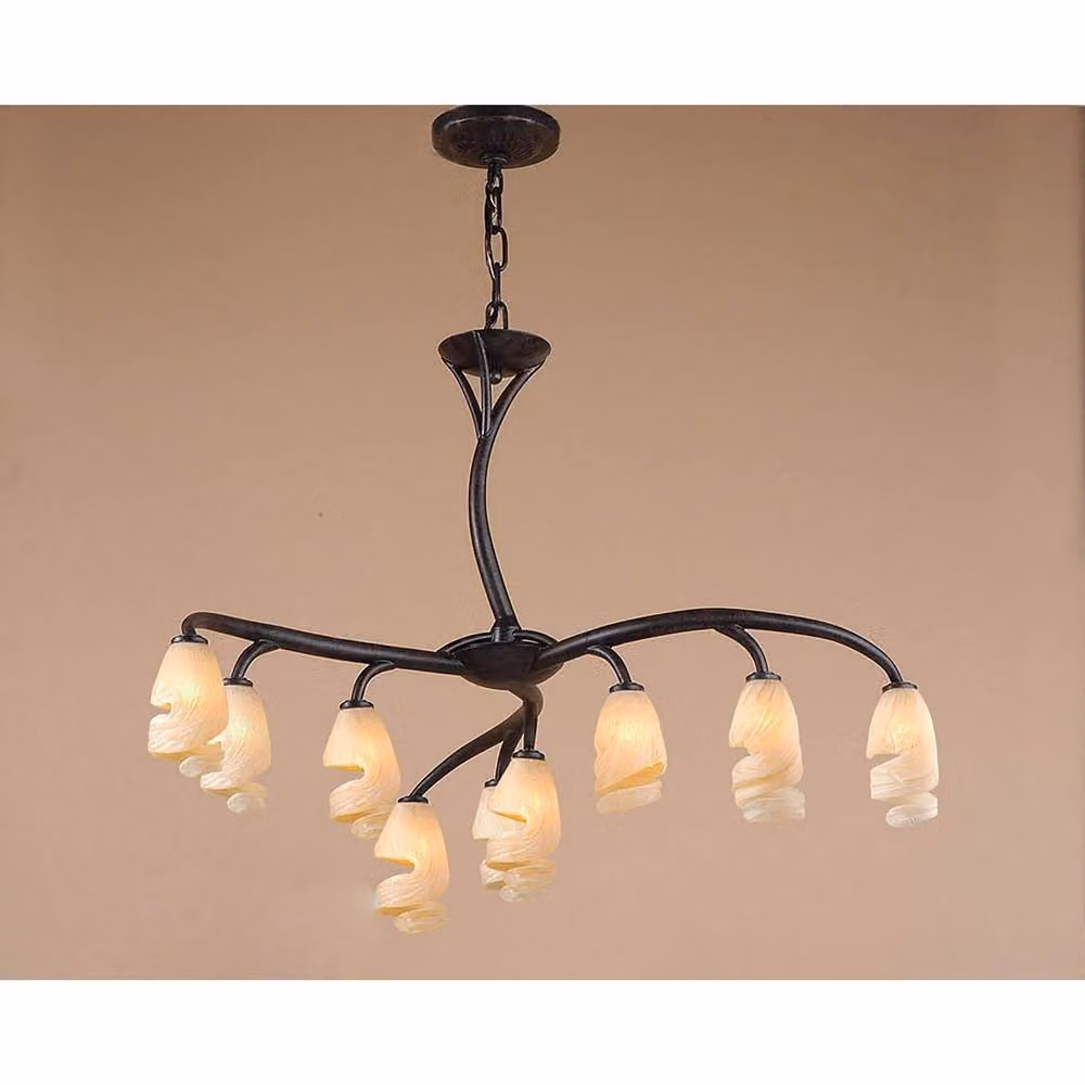 Netlighting Forest 3 Arm 9 Light Pendant with G9 Glass Shades in Brown and Black Oxide – 2