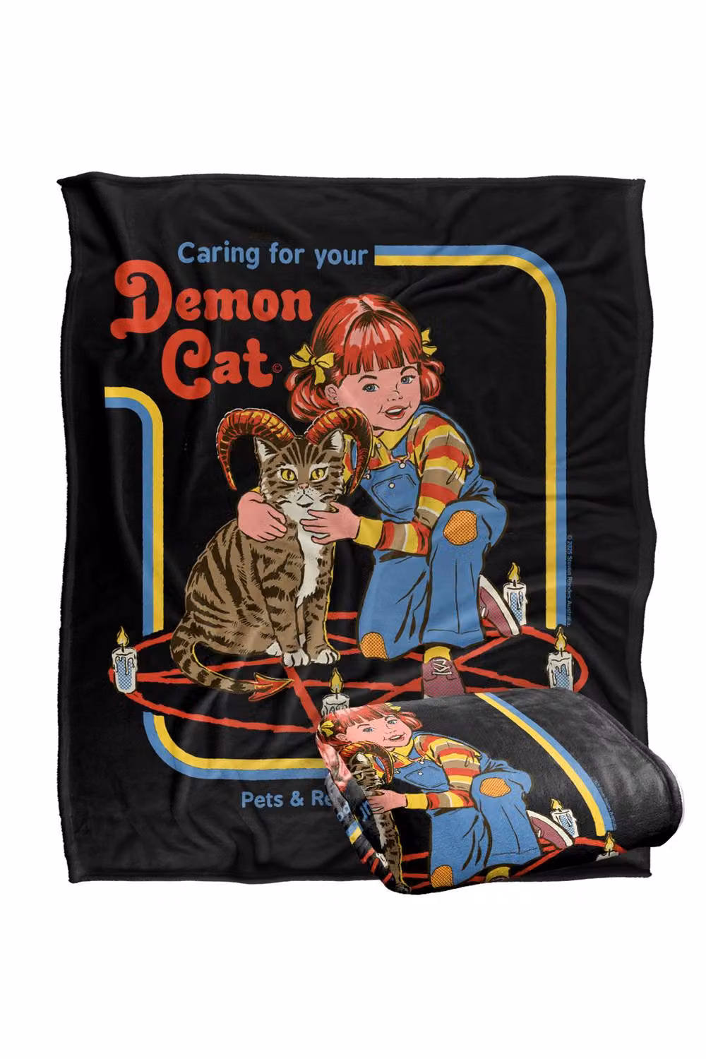 Steven Rhodes Caring For Your Demon Cat Super Soft Fleece Throw Blanket, Multicolour, W/D/H: 91 x 147 cm – 2