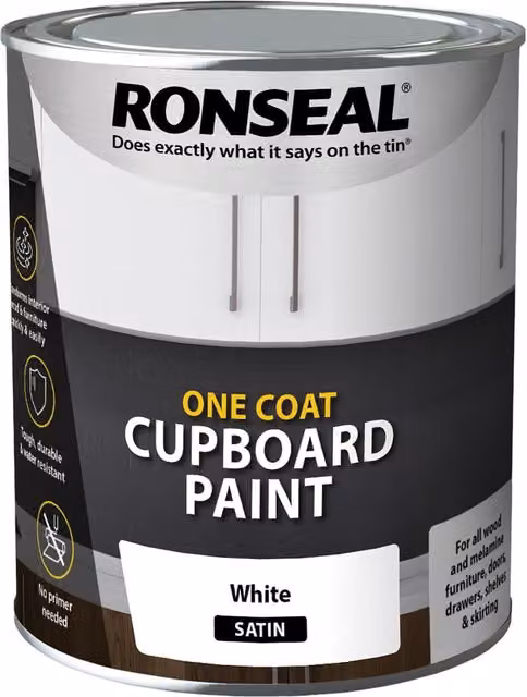 Ronseal One Coat Cupboard Paint White Satin 0.75 l – 2