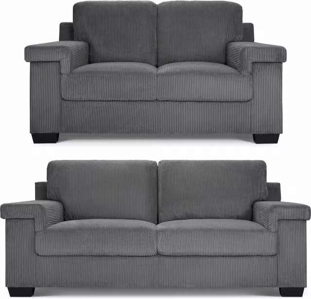 Bravich LTD Enzo Jumbo Corduroy Sofa in Grey with Adjustable Headrests and Removable Covers