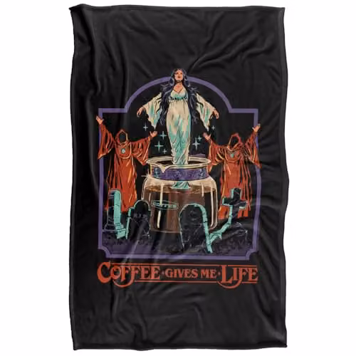 Steven Rhodes Coffee Gives Me Life Multicolour Super Soft Fleece Throw Blanket W/D/H: 91 x 147 cm – 5