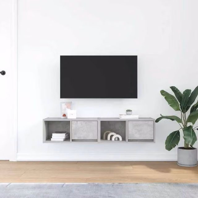 Berkfield Home 2-Piece TV Cabinet Set in Concrete Grey, Engineered Wood, W: 60 cm, D: 31 cm, H: 25.5 cm