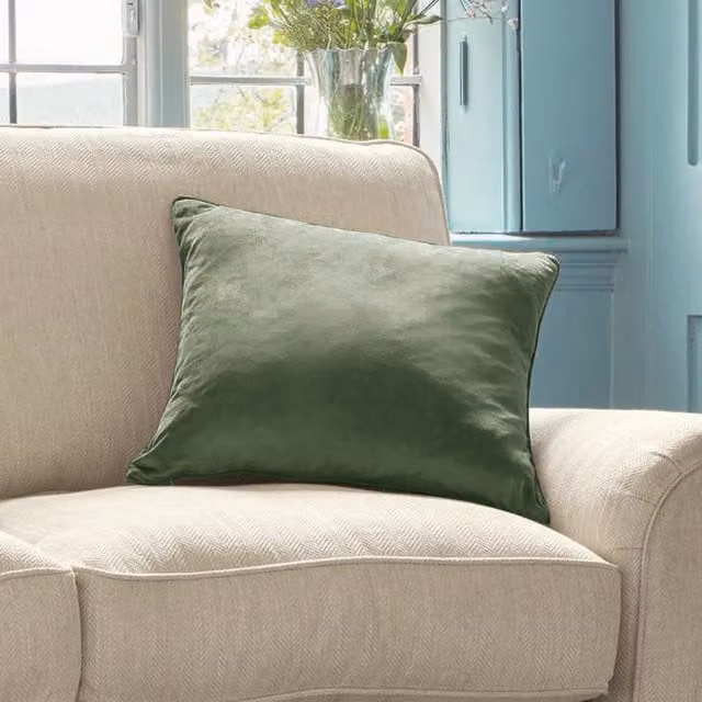 Laura Ashley Nigella Square Filled Cushion, Ivy Green, W x D: 45 x 45 cm