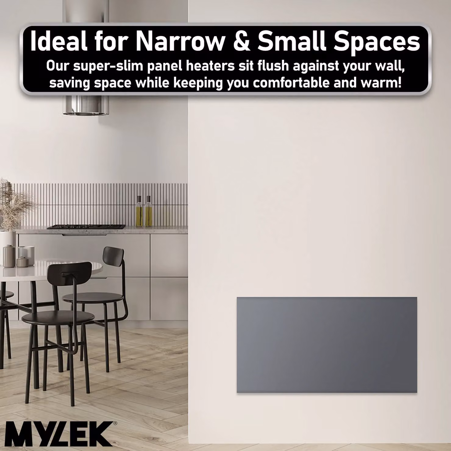 MYLEK 1.5kW Slimline Electric Panel Convector Heater with WiFi App Control, Anthracite, W: 80.0 cm, H: 42.5 cm, D: 1.5 cm – 6