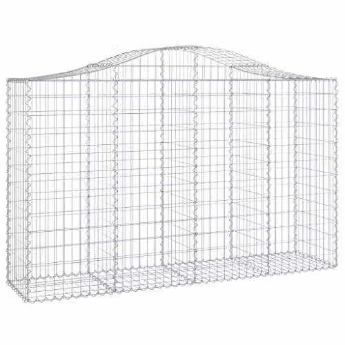 vidaXL Arched Gabion Baskets, 25 Pieces, Galvanised Steel, Silver, W/D/H: 200 x 50 x 120/140 cm – 1