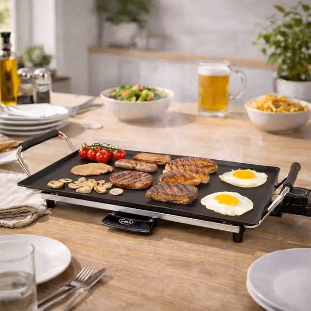 Dragodirect Electric Non-Stick Teppanyaki Grill Hot Plate in Black with Adjustable Thermostat, W: 48 cm, D: 27 cm – 1