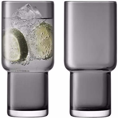 LSA International Utility Highball Tumbler Set of 2, Grey, 390ml