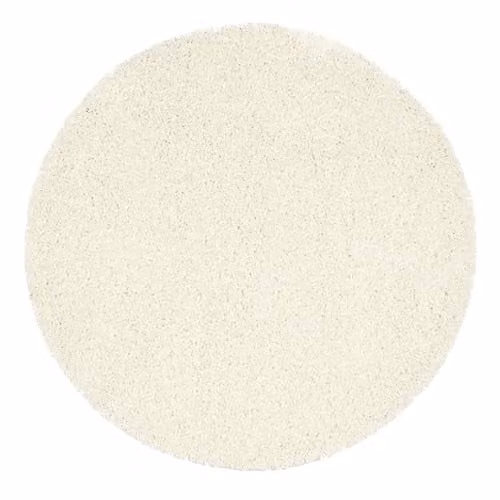 My Mat Round Shaggy Pile Rug in Beige and White, Diameter: 100 cm