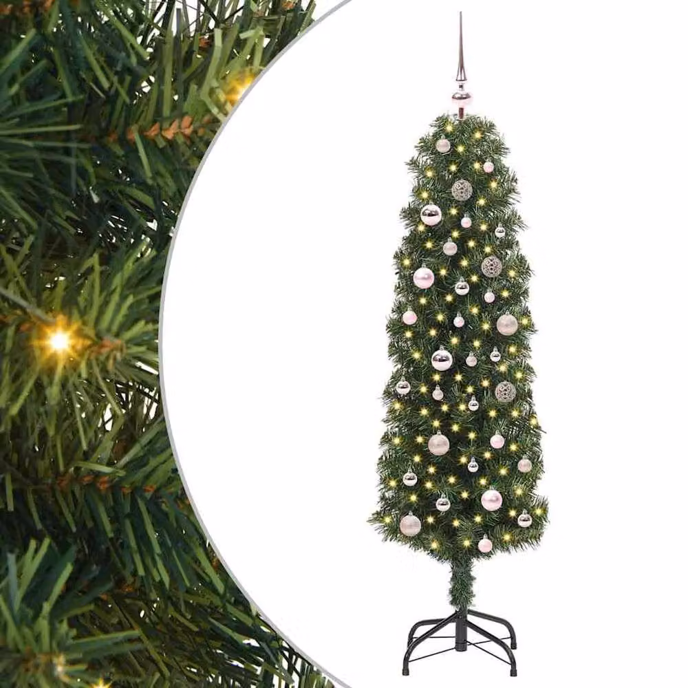Berkfield Home Green Artificial Christmas Tree with 150 Warm White LEDs and Stand – 2
