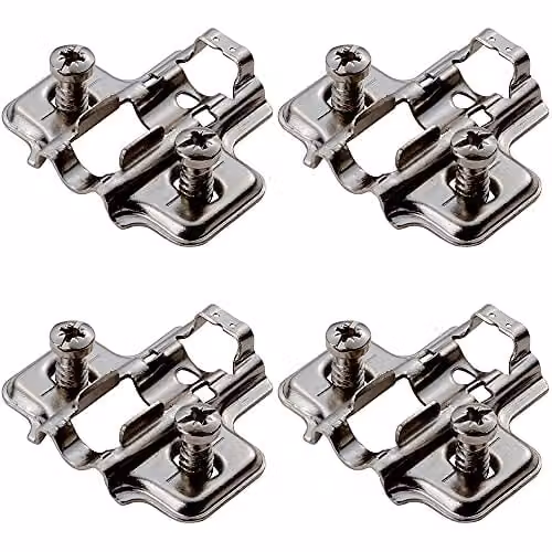 Loops 4 Pack 2mm Mounting Plates for Soft Close Hinges with Euro Screws in Bright Zinc Plated Silver