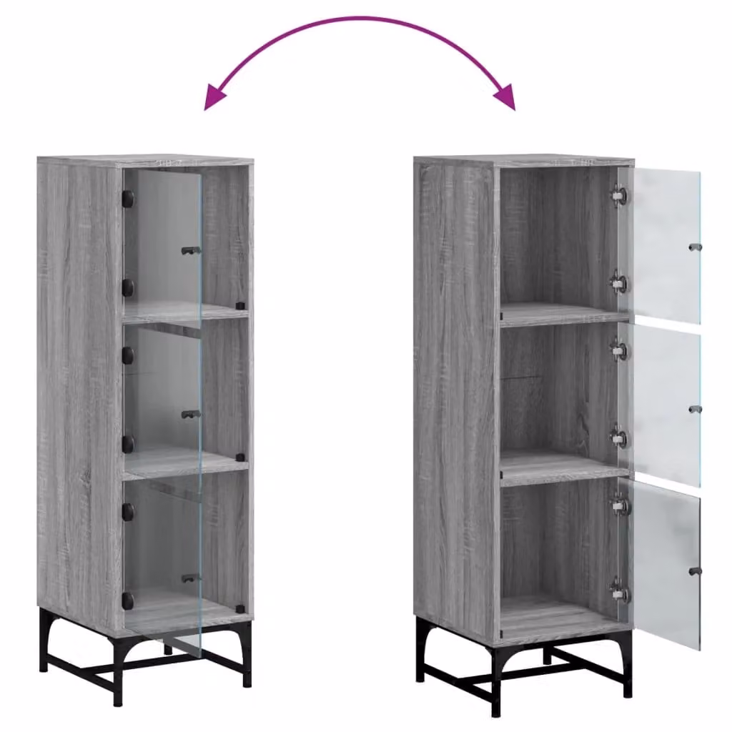 Berkfield Home Highboard with Glass Doors in Grey Sonoma, W/D/H: 35 x 37 x 120 cm – 3