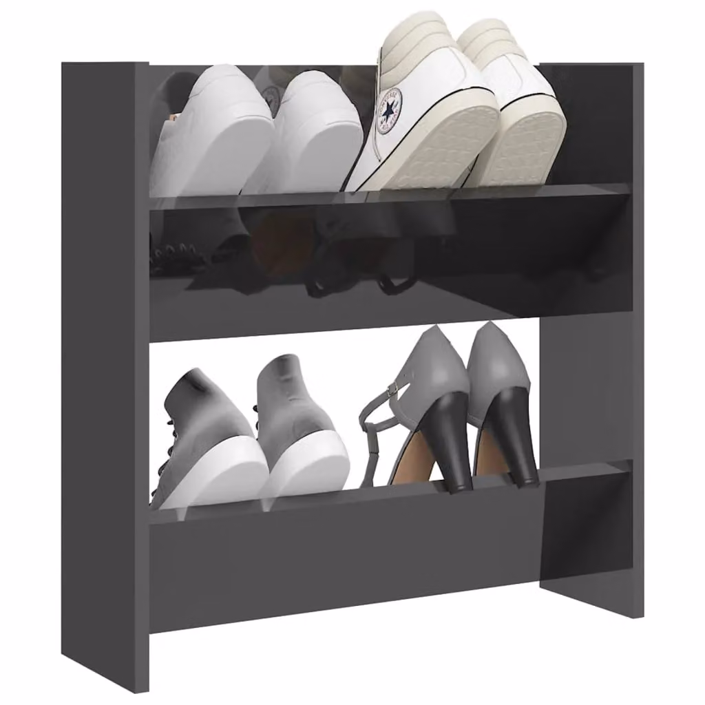 Berkfield Home Wall Mounted High Gloss Grey Shoe Cabinet W/D/H: 60 x 18 x 60 cm – 3
