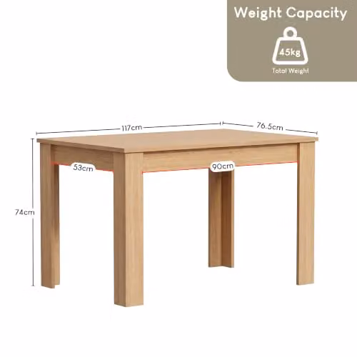 Vida Designs Medina Rectangular Dining Table, Brown, W/D/H: 117 x 76 x 74 cm – 3