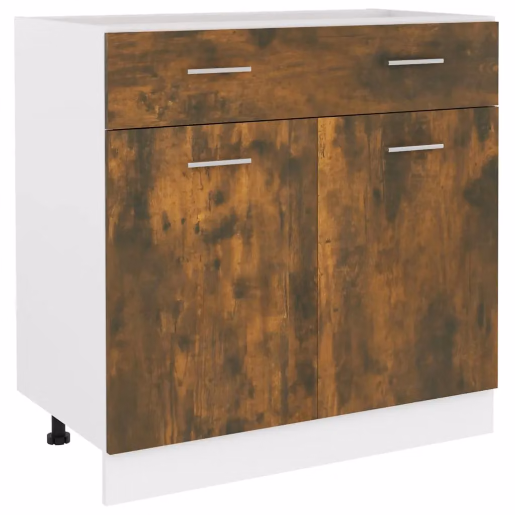 Berkfield Home Smoked Oak Bottom Cabinet with Drawer, Brown, W: 80 cm, D: 46 cm, H: 81.5 cm – 2