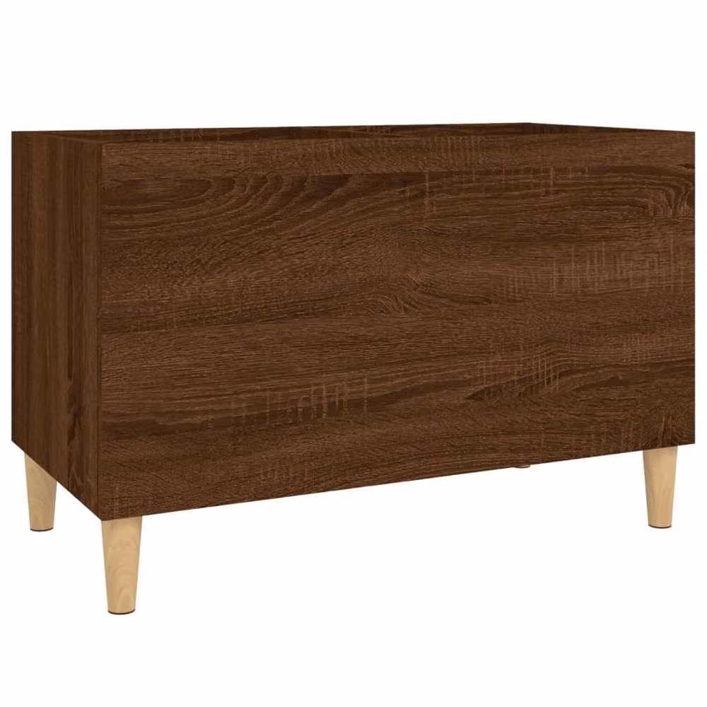 Berkfield Home Mid-Century Record Cabinet in Brown Oak, W/D/H: 74.5 x 38 x 48 cm – 2