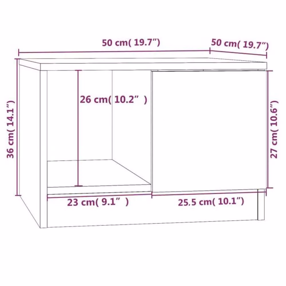 Berkfield Home Modern Square Coffee Table in Concrete Grey, W/D/H: 50 x 50 x 36 cm – 3