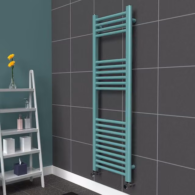 Lux Heat Coloured Steel Towel Radiator in Light Aqua Green, W: 40 cm, H: 120 cm