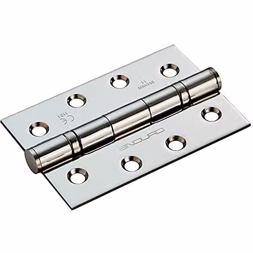 Loops Pair of Stainless Steel Ball Bearing Hinges in Silver, W/D/H: 102 x 68 x 2.2 mm