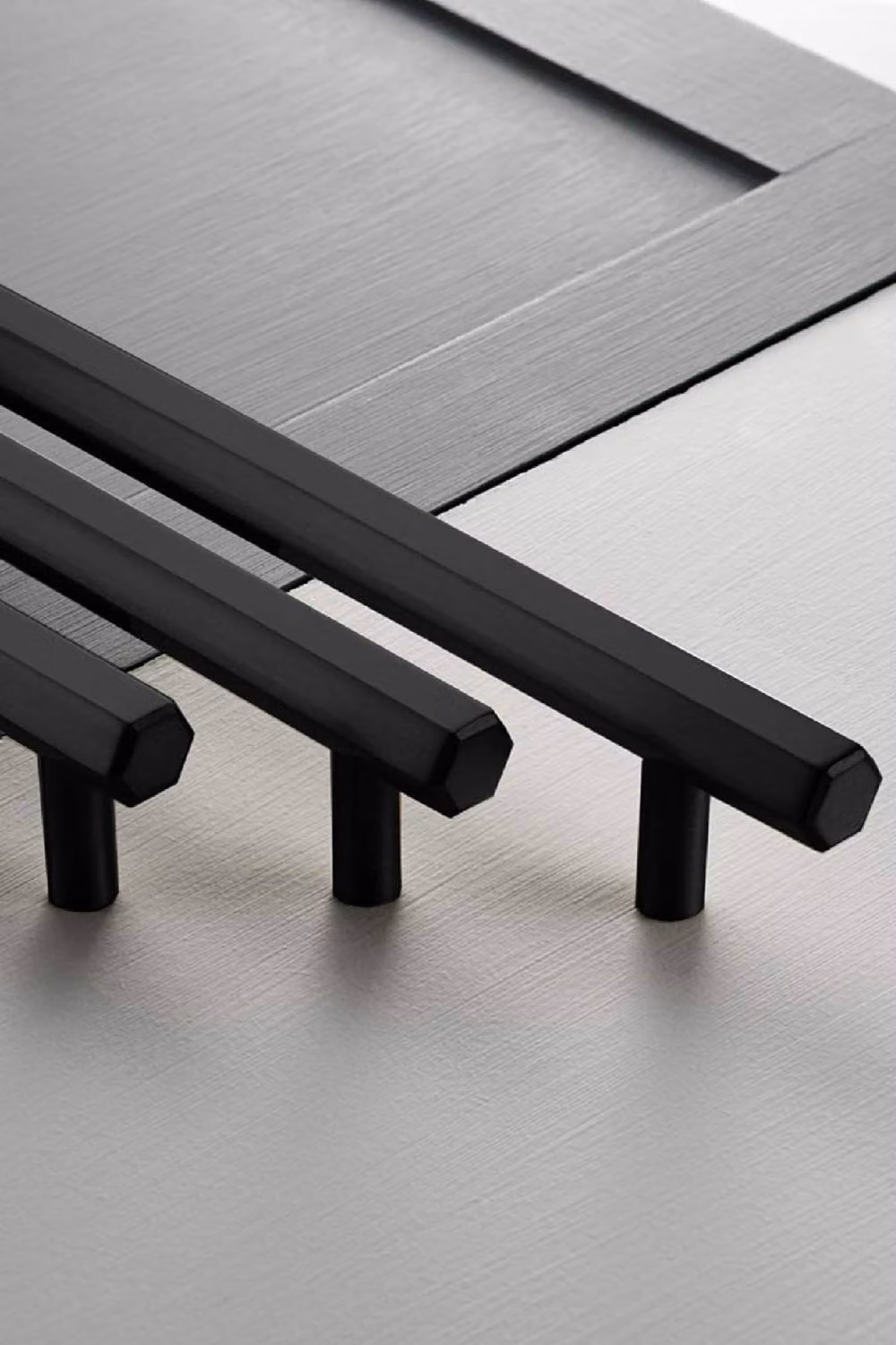 Pushka Home Solid Brass Hexagonal Bar Handle in Matt Black, Hole Centre: 128mm – 3
