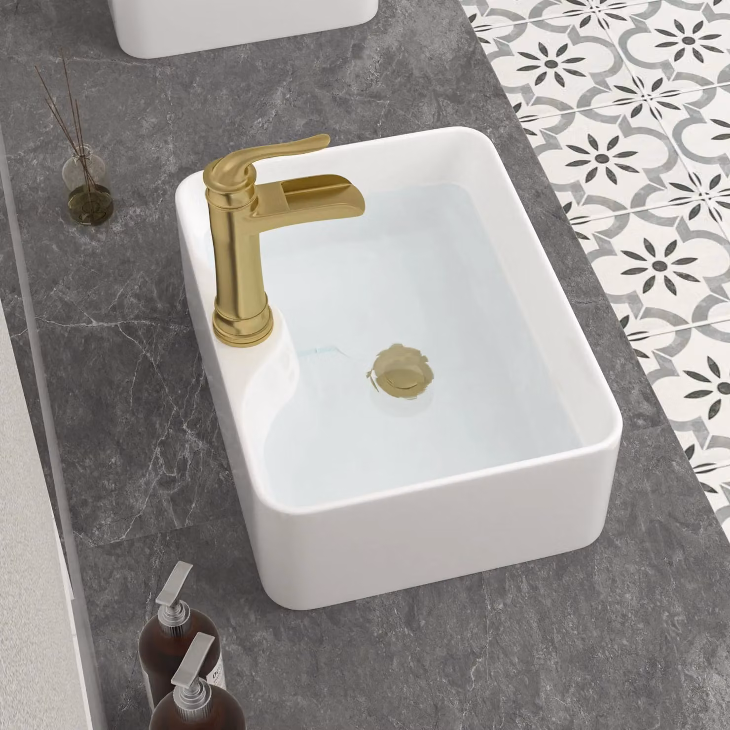 Dprodo White Ceramic Rectangular Vessel Bathroom Sink for Countertop W/D/H: 83 x 40 x 13.5 cm – 3